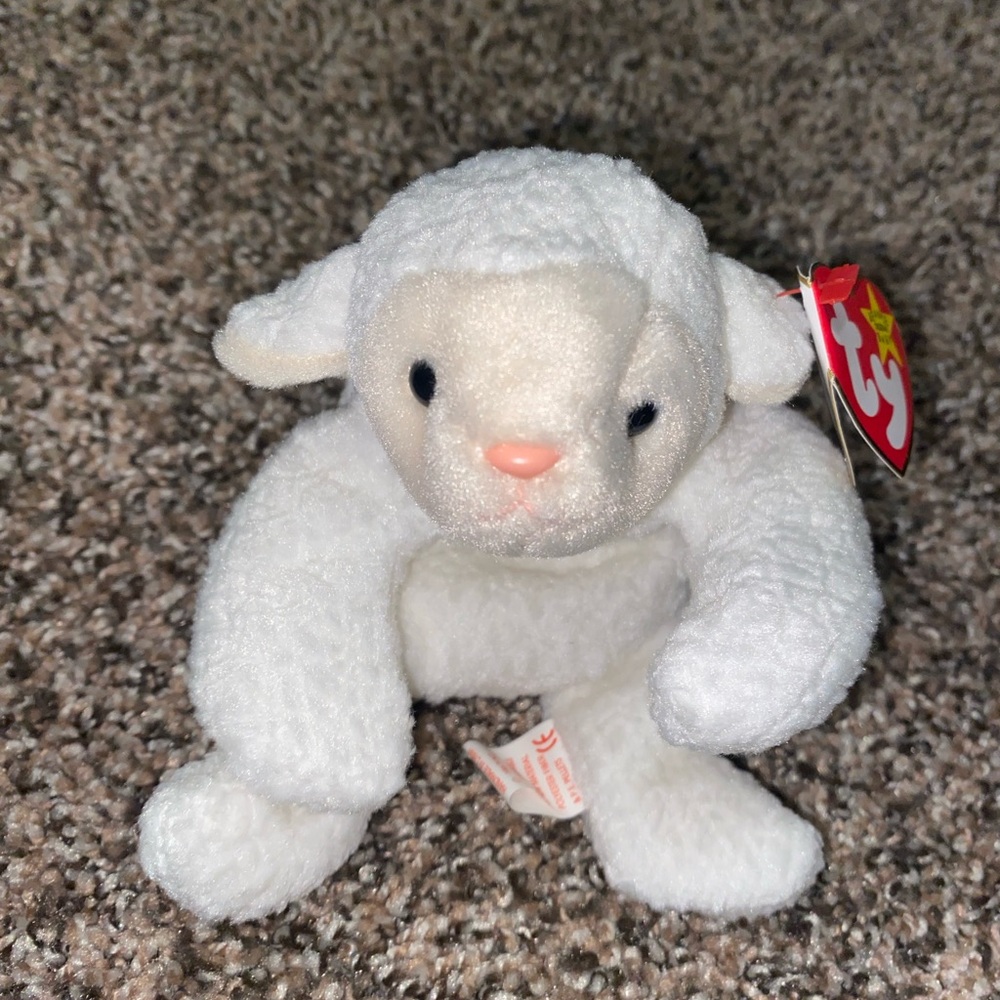 White TY Beanie Baby Lamb Plush